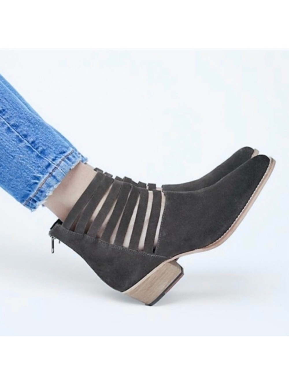 Free People Sloane Strappy Suede Booties Sz 8-8.5